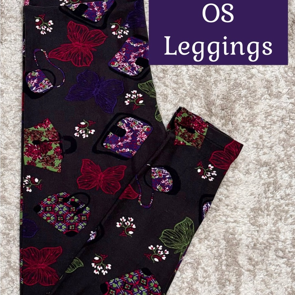 Lularoe Butterflies & Purses OS Leggings